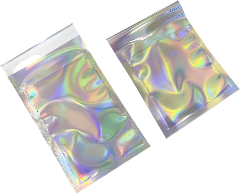 PABCK 100 Pack 3.54x5.12+1.18 inch Holographic Metallic Poly Mailers Self Sealing Packaging Aluminum Foil Glitter Bags Shipping Envelopes Mailing Storage Pouches for Shipping Packaging - Image 2